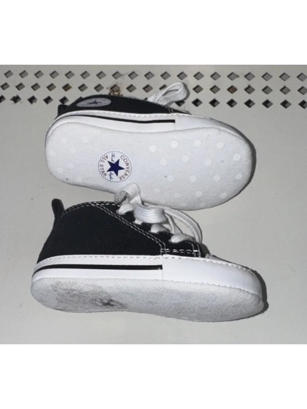 Converse First Star Hi Boys Baby Infant Crib Shoes Booties Size 3 Black 8J231